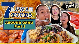 ULTIMATE ALL AROUND OAHU FOOD TOUR  7 Hawaii's Best Diverse Flavors (And Special Guest Mom) PART 1