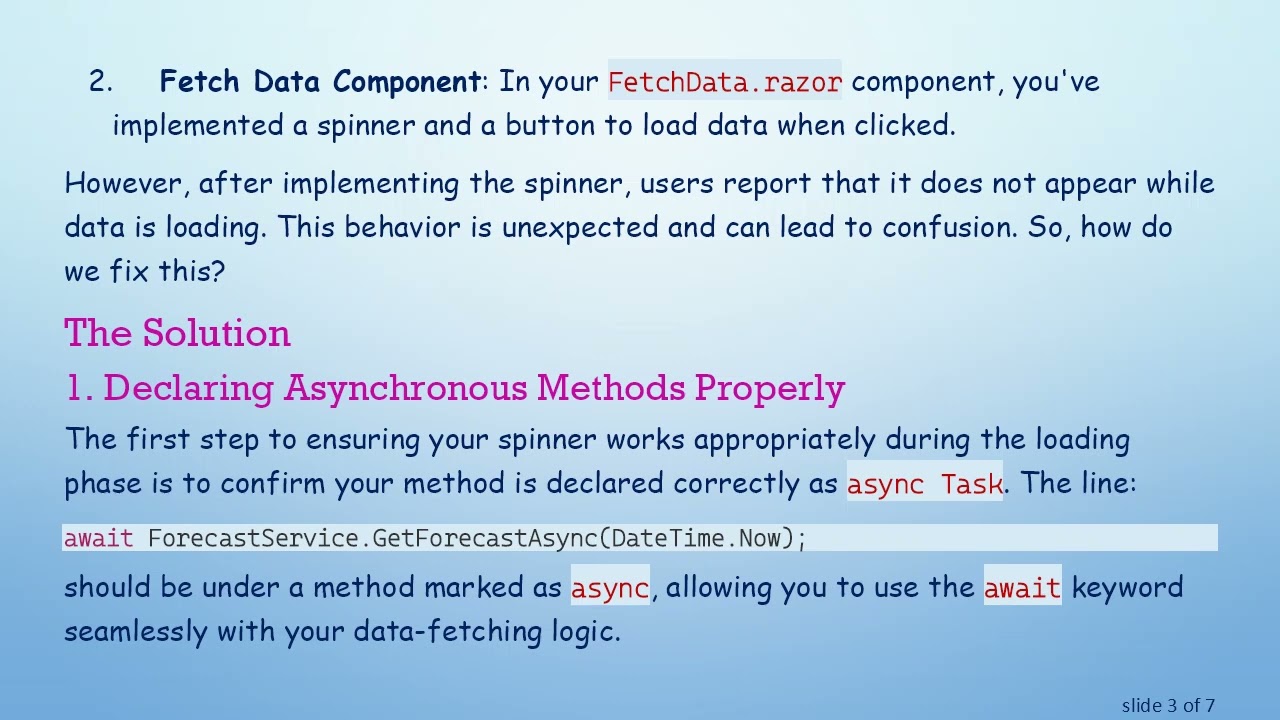 How to Fix the Loading Spinner in Server Side Blazor for Better User Experience