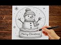 Christmas scenery drawing with pencil shading/easy christmas art/circle christmas drawing/Xmas art 