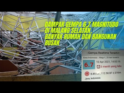 Dampak Gempa 6,7 Magnitudo di Malang Selatan,banyak rumah dan bangunan rusak.