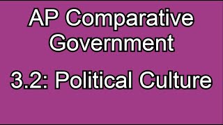 3.2: Political Culture! AP Comparative Government & Politics