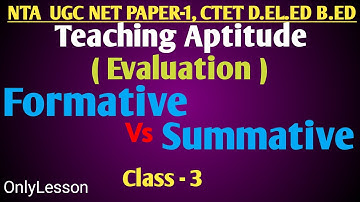 Teaching Aptitude in Bengali | Formative Vs Summative Evaluation | UGC NET CTET D.EL.ED B.ED |