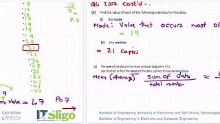 Statistics Q4 2017 Paper 2 Junior Cert Higher Level Maths