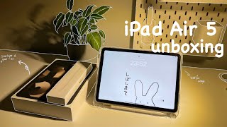 iPad Air 5 (starlight)✨ unboxing | Apple Pencil + accessory | 2023