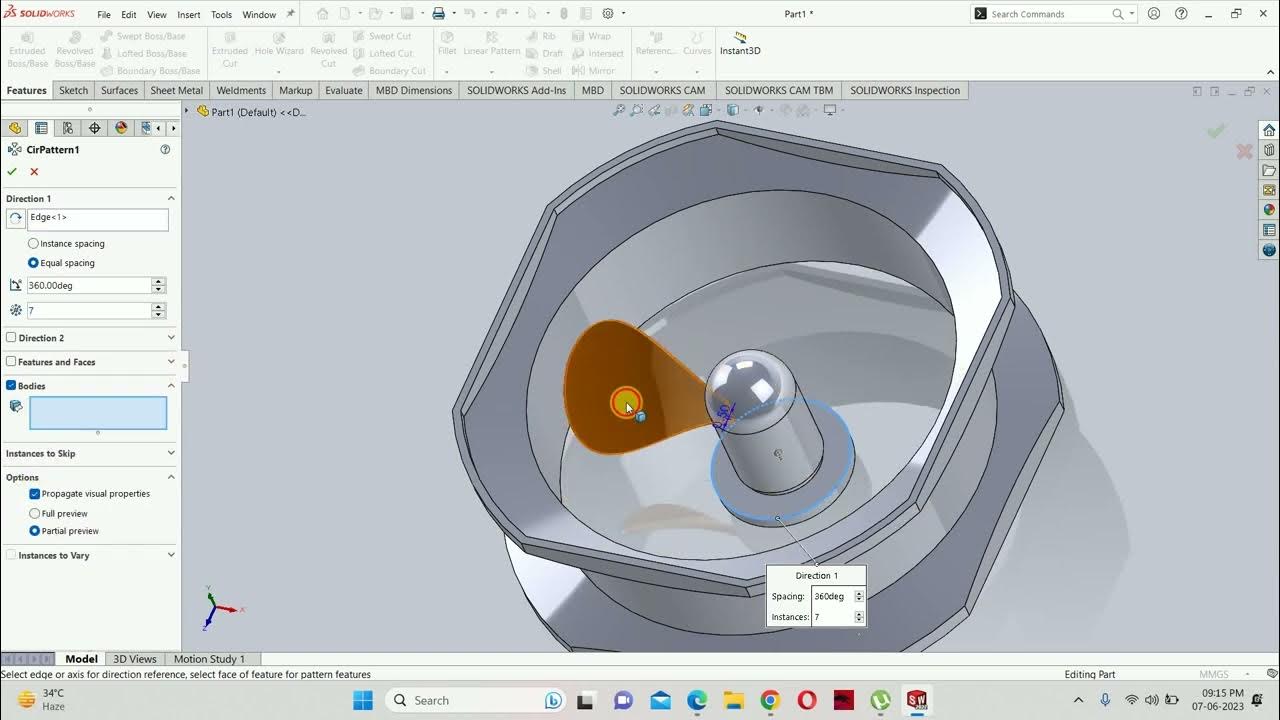 Solidworks class 14 How to design a fan in solidworks 2022 YouTube