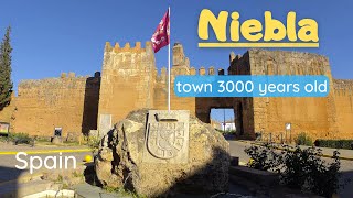 Ancient Town of province Huelva - Niebla, Spain. 4K Walk tour