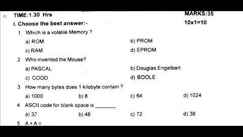 11th Computer Science First Mid Term Question Paper 2019-20 | Tirunelveli District | English Medium