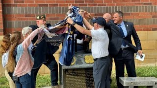 ‘Never forgotten’: New monument for fallen heroes unveiled outside Veterans Memorial Arena