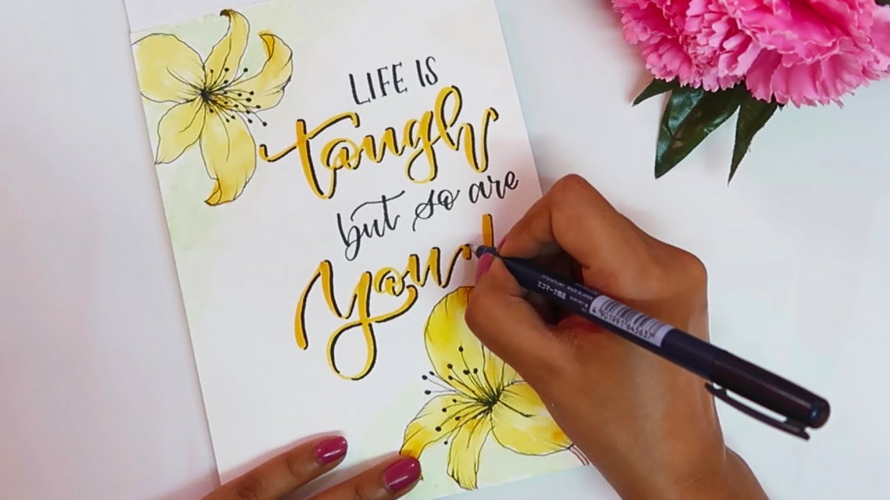 Easy Watercolor Painting for Beginners + Brush Pen Calligraphy