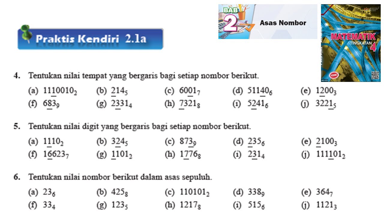 KSSM Matematik Tingkatan 4 Bab 2 praktis kendiri 2.1a no4no6 Asas