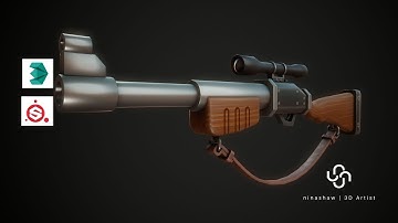 TIMELAPSE Game Asset Stylized Riffle | Autodesk3dsMax/SubstancePainter
