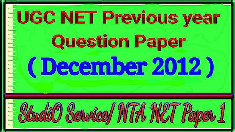 UGC NET December 2012