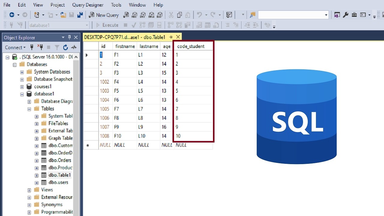 How to Add an Integer Column and Update It with a Sequence Number in ...