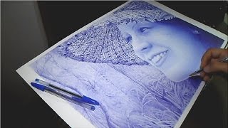 Ballpoint pen tips - speed drawing portrait - dibujo a bolígrafo