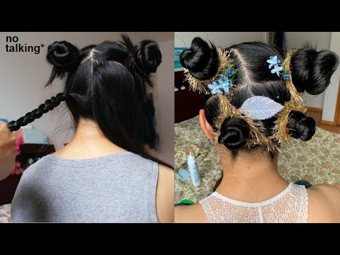 ASMR *FUN BUNS* HAIRPLAY (No Talk) Sectioning, Styling, Spray Bottle ...