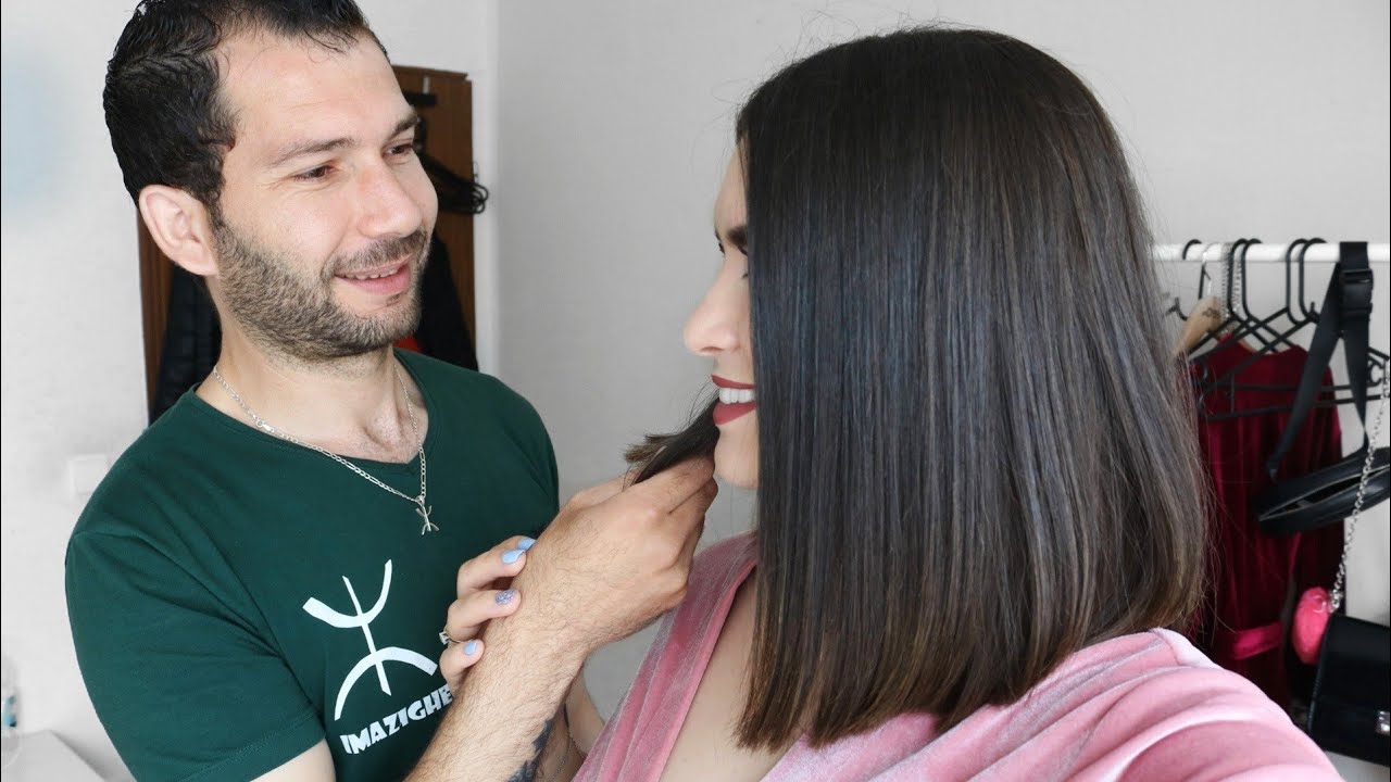 J'ai coupé mes cheveux, Sa réaction🤭 😍  ردة فعل زوجي على قصة شعري 😲😅لبستي المفضلة 💕لون أضافر جديد💙🧆