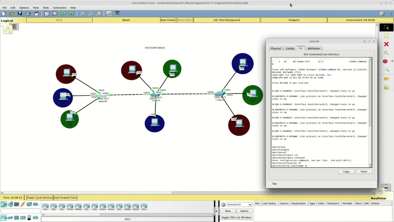 Számítógép hálózatok 5. gyakorlat (2017): LAN szegmentálás, VLAN, Broadcast üzenet