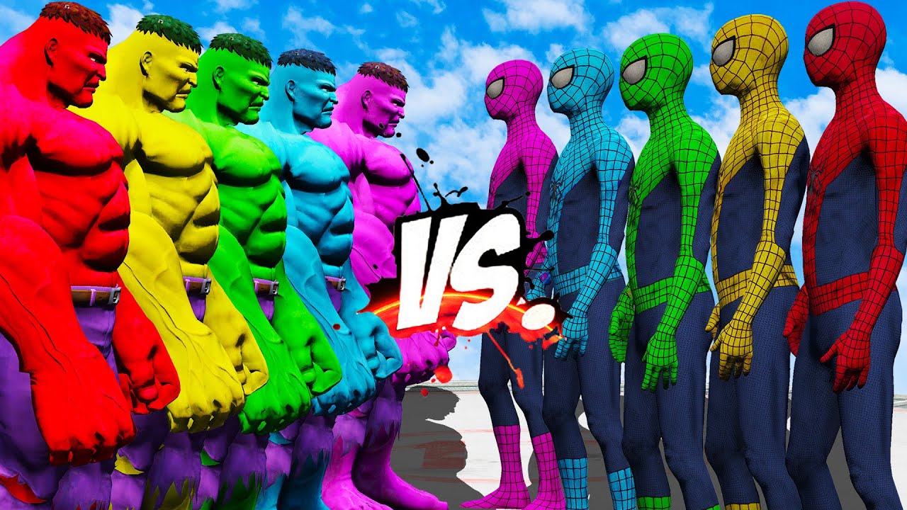 TEAM SPIDER-MAN VS TEAM HULK COLOR - EPIC SUPERHEROES WAR - YouTube