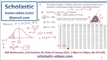 AQA Mathematics, Unit Statistics 1B, Friday 14 January 2011, 1.30pm to 3.00pm, Q6, GCE(AS)