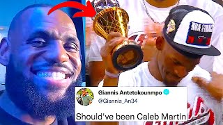 NBA PLAYERS REACT TO JIMMY BUTLER WINNING ECF MVP MIAMI HEAT | CALEB MARTIN & JIMMY BUTLER REACTION