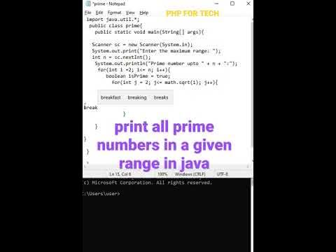 print all prime numbers in a given range in java || Java Program to ...
