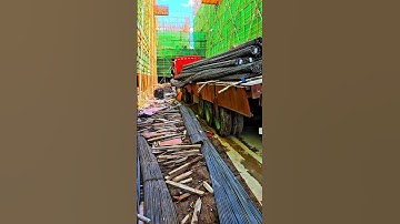 🚧 Heavy Rebar Unloading – Tough Construction Work! #smartwork #satisfying #rebarwork #shortvideo