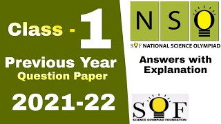 Class 1 NSO Previous Year Question Paper 2021-22 / NSO Olympiad Class 1 Solved Paper
