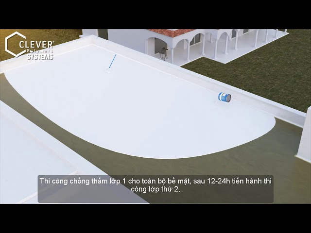 Video thi công Sàn mái Chất chống thấm clever110 bt Vietsub