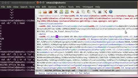 RT 2011: Screencast 17 - emacs, HDF5 BAGs and XML Metadata