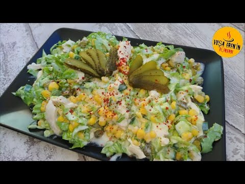 Mısırlı Yoğurtlu Tavuk Salatası-Tavuk Salatası Nasıl Yapılır- Salata Tarifleri