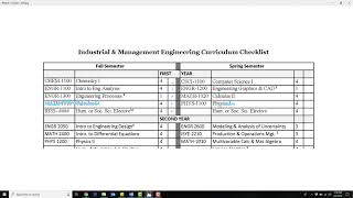Class of 2023 | Industrial and Management Engineering - Curriculum Planning for Fall 2019 (AY 19-20)