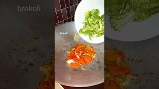 brokoli + carrot + cendawan enoki