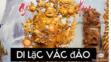 Tượng gỗ di lặc vác đào hương ta - TƯỢNG GỖ NGUYỄN HỒNG 0987336318
