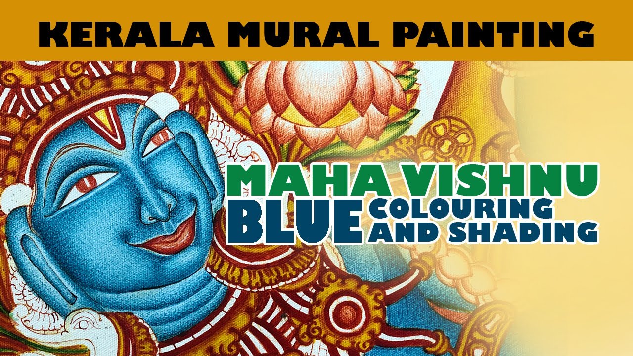 Kerala mural painting blue colouring and shading