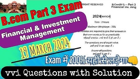 Lnmu Bcom part 3 Financial management vvi questions || Exam 2024 || Honours paper 5