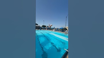 Miles Does a Gainer on his first try off the diving board at the pool