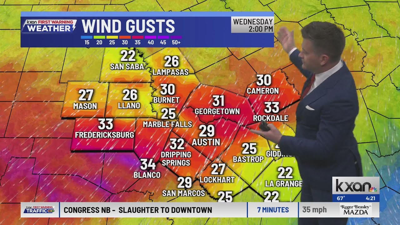 Cold front Wednesday brings gusty wind and a brief cool down | KXAN ...