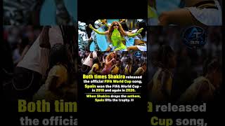 whenever Shakira performs an official FIFA World Cup anthem, Spain ends up lifting the trophy!2010 -