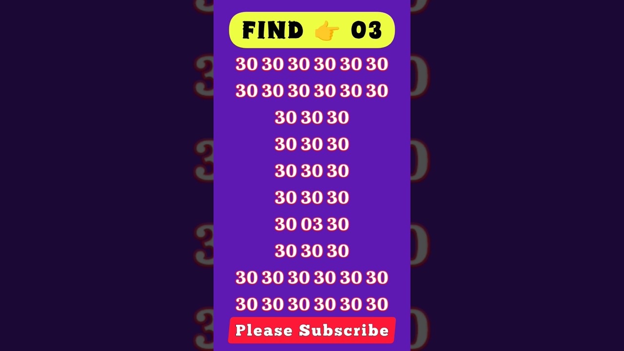 Find The Number 👉 03 || Spot The Difference #challenge #brainteaser #brainchallenge #numberpuzzles