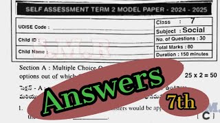 7th class sa2 social studies question paper answers self assessment term 2 question  model paper 1