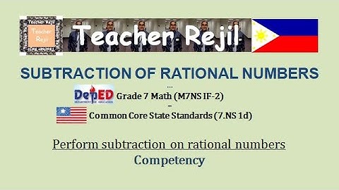 Grade 7-Subtraction of Rational Numbers