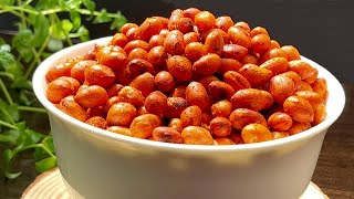 Peanut Roast | Spicy Peanut Roast in a Pan | How to Make Roasted Peanuts at Home | Chili Peanuts