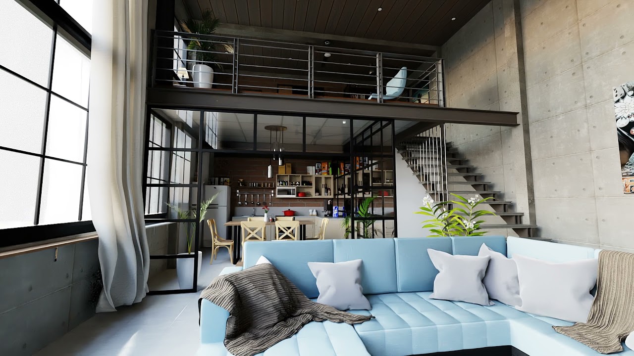 Loft Industrial - Renderizado de interiores