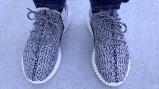 yeezy turtle dove on feet