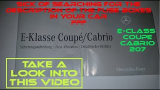 Mercedes E-Cl Fuse Box Description Plan Coupe Convertible 207 - Manual