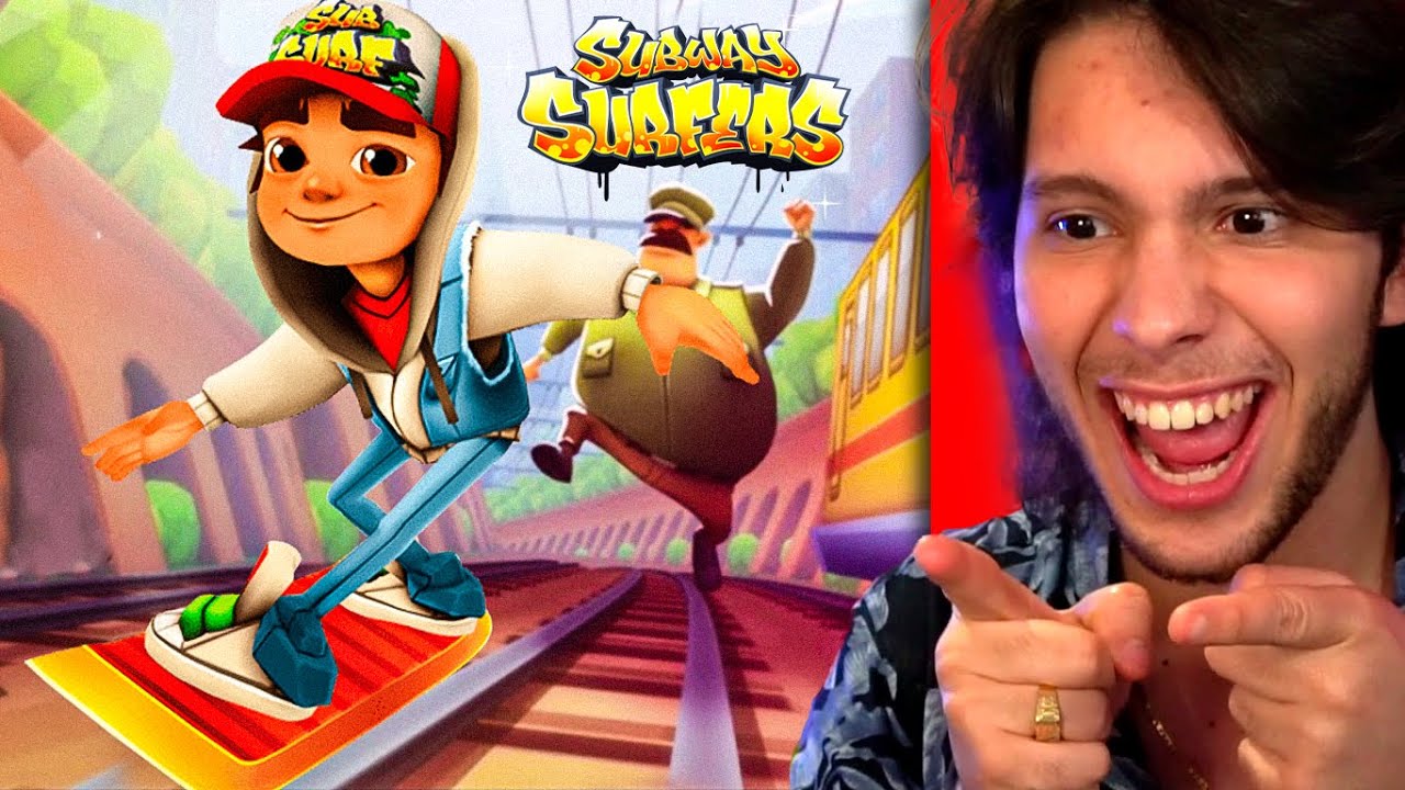 PLAYER DE STUMBLE GUYS JOGANDO SUBWAY SURFERS PELA PRIMEIRA VEZ #subwa