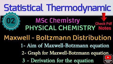 Maxwell - Boltzmann Distribution• Statistical Thermodynamic• MSc Chemistry @itschemistrytime