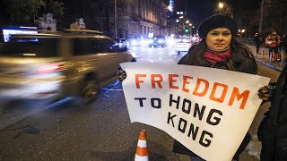 Around 100 ukrainians rallied in support of pro-democracy protesters
hong kong near the chinese embassy kyiv on nov. 21, anniversary start
o...