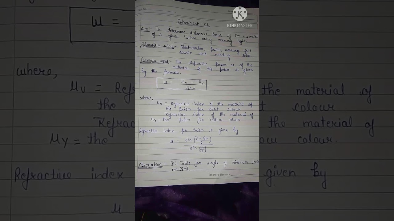 To determine dispersive power of the material of the given prism using