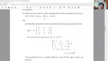 7  Definiteness and nature of a quadratic form